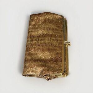 HOBO Inspired Double Folded Gold Faux Alligator Leather Magnet Clutch